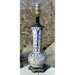 Antique Iznik Middle Eastern Pottery Glazed Faience Vase Cast Iron Loevsky Lamp